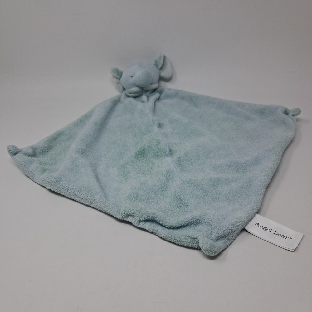 Angel Dear Blue Elephant Blankie Lovey Security Blanket Plush Fleece 12x12